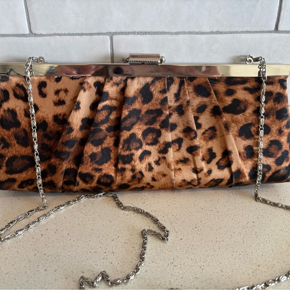 Vintage Gunne Sax Jessica McClintock Clutch Evening Bag Purse Leopard Satin EUC - Picture 2 of 8